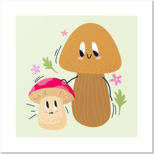 Cute Mushrooms Family Design Posters and Art